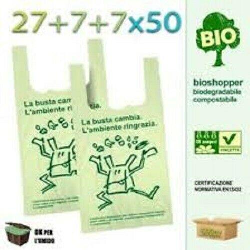 500 Shoppers Biodegradabili 27x50 Medie Sacchetti Buste Spesa composta –  INGROCARTSTORE