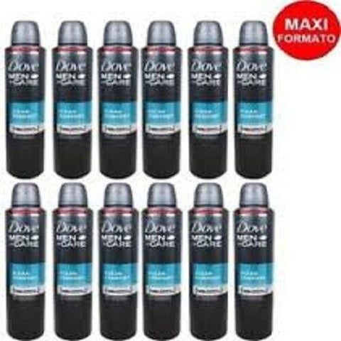 12pz DOVE MEN CARE CLEAN COMFORT deodorante corpo spray 250ml MAXI FORMATO uomo