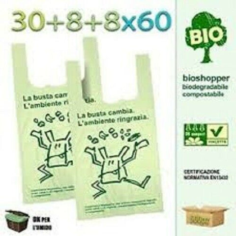 500 Shoppers Biodegradabili 30x60 MAXI 7 Kg di Sacchetti a Norma - Buste Spesa